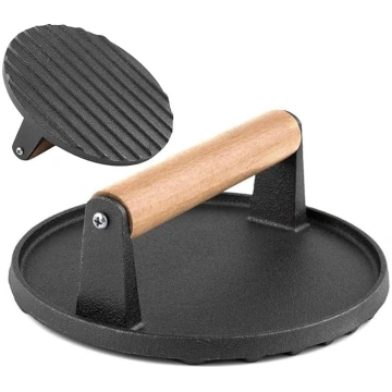 Smash burgeru prese grilim, smagā čuguna bekona pr