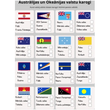 TESTS: Austrālijas valstu karogi (20 jautājumi +at