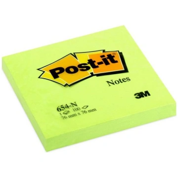 Post-it Bloczek neonowy 654N 76x76mm jaskrawy ziel