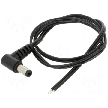 Cable | 2x0.5mm2 | DC 5,5/2,1 plug | angled | blac