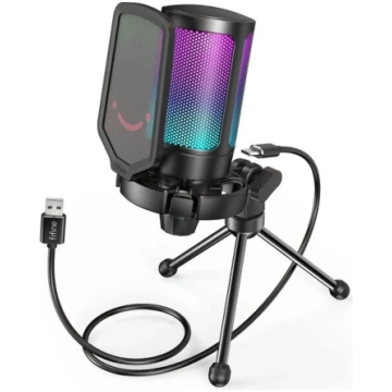 Fifine AmpliGame A6V RGB mikrofons spēlēm | podkās