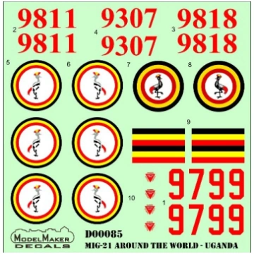 MIG-21 around the world - Uganda Model Maker Decal