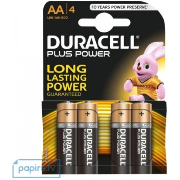 Baterijas Duracell AA LR06-BP4 Alkaline Plus Power