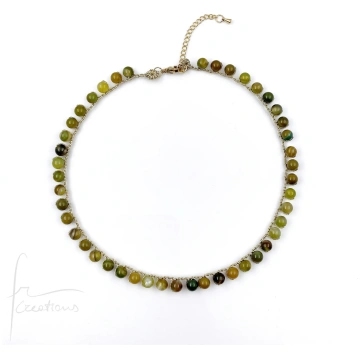 Grace Necklace in Natural Stones - Green Striped A