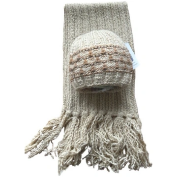 Vilnas cepure ar šalli CZ-2720 beige (55-60 cm) Na