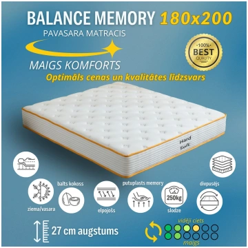 Balance Memory 180x200 - Plašs, elastīgs, relaksēj