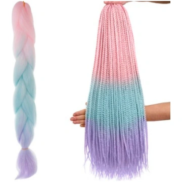 Sintētiskās matu bizes Ombre Rozā/baltā/violetā W1