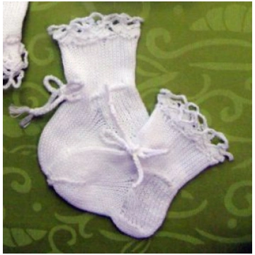 Adītas kokvilnas zeķītes kristībām bērniem 12cm ba