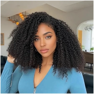 Kinky Curly Half parūka Cilvēku mati 200 blīvums v