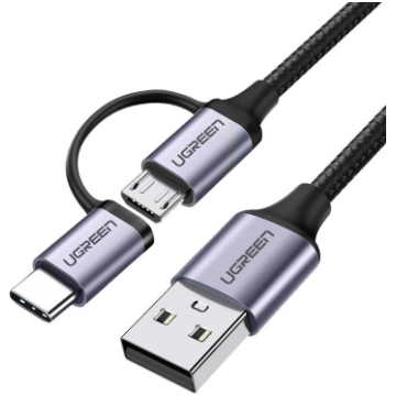 Ugreen cable 2in1 USB - micro USB / USB Type C cab
