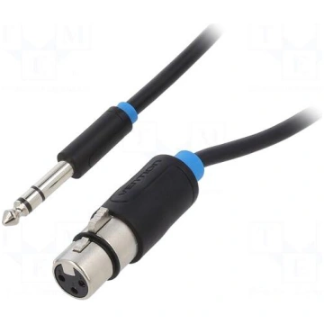 Cable | Jack 6,3mm 3pin plug,XLR female 3pin | 5m 
