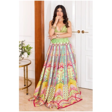 Kushnaaz Turner in Mint embroidered blouse and Leh