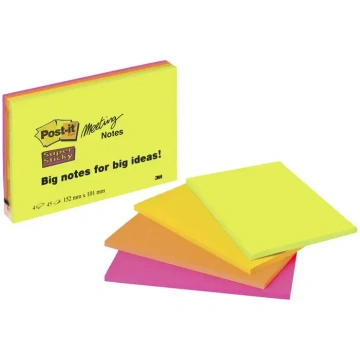Post-It Sticky notes, Super Sticky, 200x149mm, ass