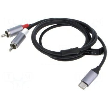 Cable | RCA plug x2,USB C plug | nickel plated | 1