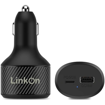 LinkOn auto lādētājs ar USB-C PD3.0 un USB-A Qualc