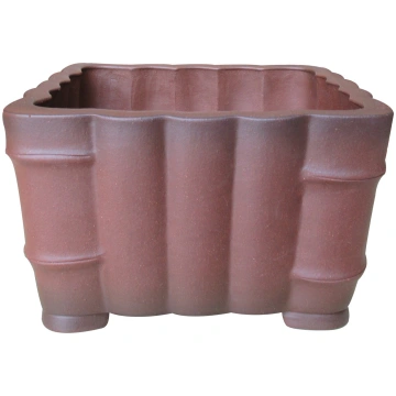 10" Unglazed Semi-Cascade Square Bamboo Bonsai Pot