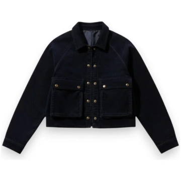 Jolie Bomber Jacket in flocked denim GDD Fashion