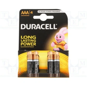 Battery: alkaline; AAA,R3; 1.5V; non-rechargeable;
