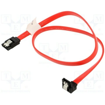 Cable: SATA; SATA plug,SATA plug angled; 0.5m; red
