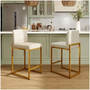 ALPHA HOME Bar Stools Set of 2 with Backrest PU Le