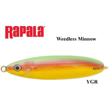Vizulis šūpojošais Rapala Weedless Minnow YGR 22 g