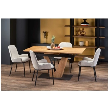 UMBERTO table natural oak, leg natural oak/black H