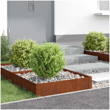 Zāliena apmale 4 pcs 60 x 60 x 20 cm tērauds rūsa