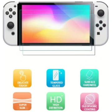 Nintendo Switch OLED aizsargstikls, 2 gab., 9H, HD