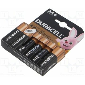 Battery: alkaline; AA; 1.5V; non-rechargeable; 6pc