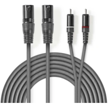 Kabelis Nedis 2x XLR M - 2x RCA M 1.5m - COTH15210