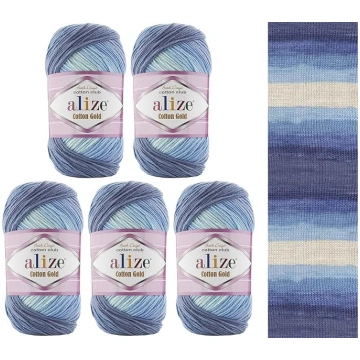Alize Cotton Gold Batik Wool, 5 x 100 g, Turcijas 