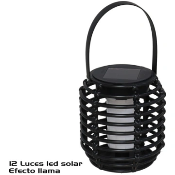 Melna Laterna ar saules bateriju 12 LED 10.00 x 10