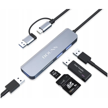 HUB USB Bounn Adapter 5w2 USB/Type-C to USB3.0+USB