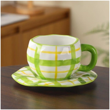 Underglaze hand-painted ceramic coffee cup set wit