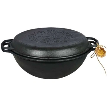 Čuguna kazans WOK 12L ar pannas vāku