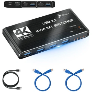 REAGLE SWITCH HDMI 4K 60Hz 2X1 HDMI 2.0 4x USB 3.0