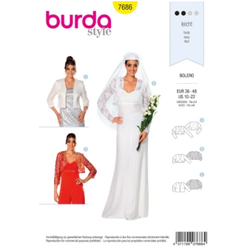 Piegrieztne bolero jakām Burda style 7686