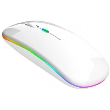 Bezvadu optiskā pele ar RGB apgaismojumu, balta