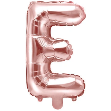 Folijas balons Burts "E" 35 cm, rozā/zeltains