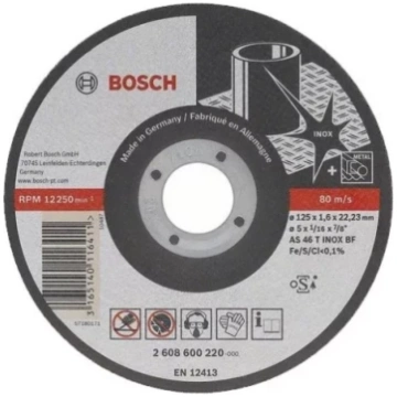 Griezējdisks Metālam INOX 125x22.2x1.6mm, BOSCH 26