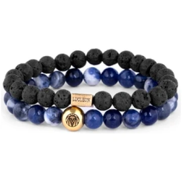 Zilā agate & lava miro rokassprādze Lucleon