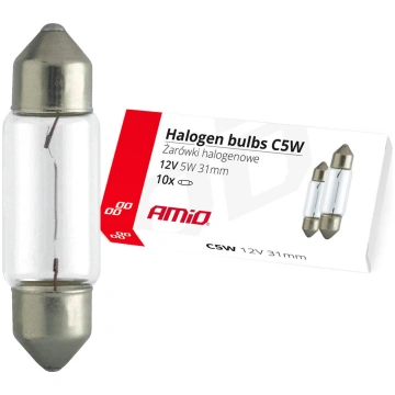 Halogen bulbs C5W Festoon 31mm 12V 10pcs AMIO 0255