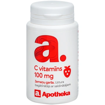 APOTHEKA C vitamīns ar zemeņu garšu, tabletes, 100