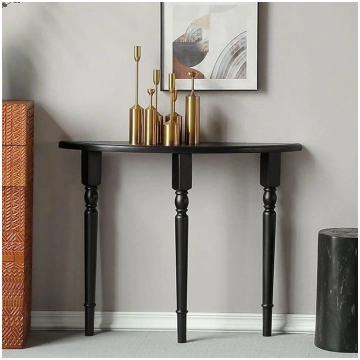 Black Narrow Console Table in Crescent Shape with 