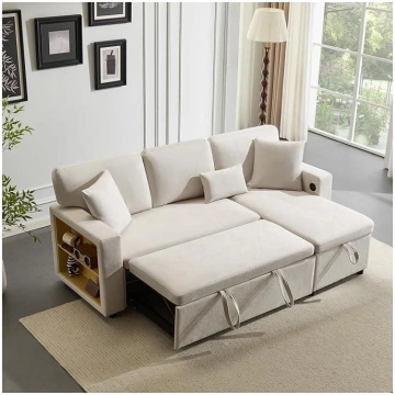 Sofa Bed with Sleep Function, L-Shaped Sofa Bed wi
