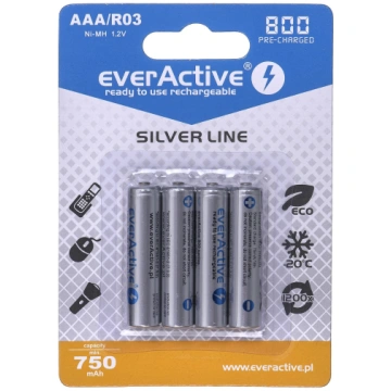 Uzlādējamās baterijas Everactive, AAA, 4 gab