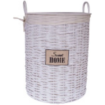 Veļas grozs ar koka vāku MAX, D38xH47cm, austs, kr