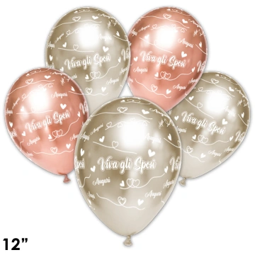 MIRROR BALLOON PRINTED ALL AROUND "VIVA GLI SPOSI"