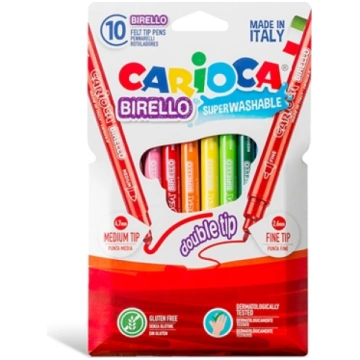 Flomasteri CARIOCA Birello divpusējie 10 krāsas 20