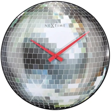 NeXtime sienas pulkstenis 35 cm Silent Silver Dome